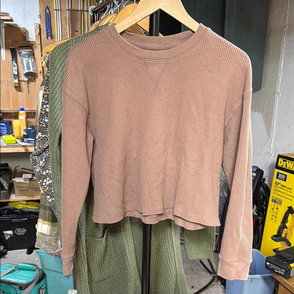 Abercrombie and Fitch mauve Waffle Knit Top